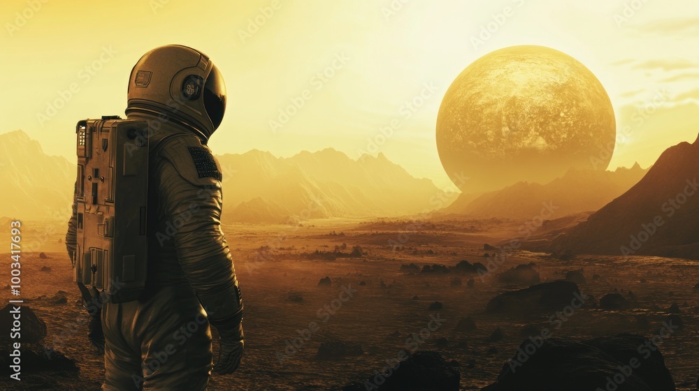 Astronaut Gazing at the Alien Planet Astronaut Gazing at the Alien Planet