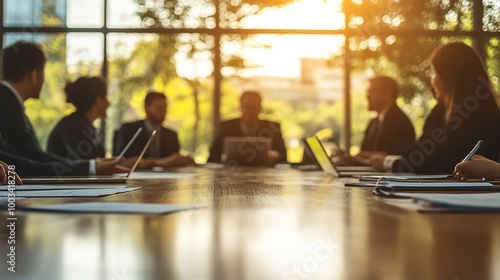 Business Meeting with Natural Light in Modern Office