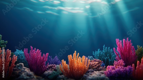 Wallpaper Mural Vibrant coral reef with colorful corals under sunlit water surface Torontodigital.ca