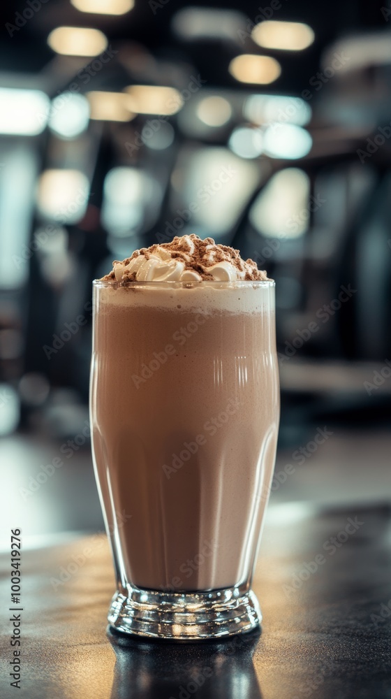 Creamy chocolate milkshake with whipped cream Creamy chocolate milkshake with whipped cream
