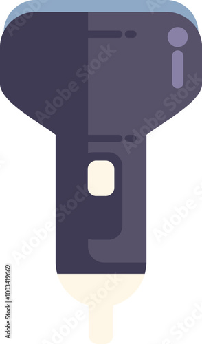 Modern wireless barcode scanner is scanning, emitting a beam of light