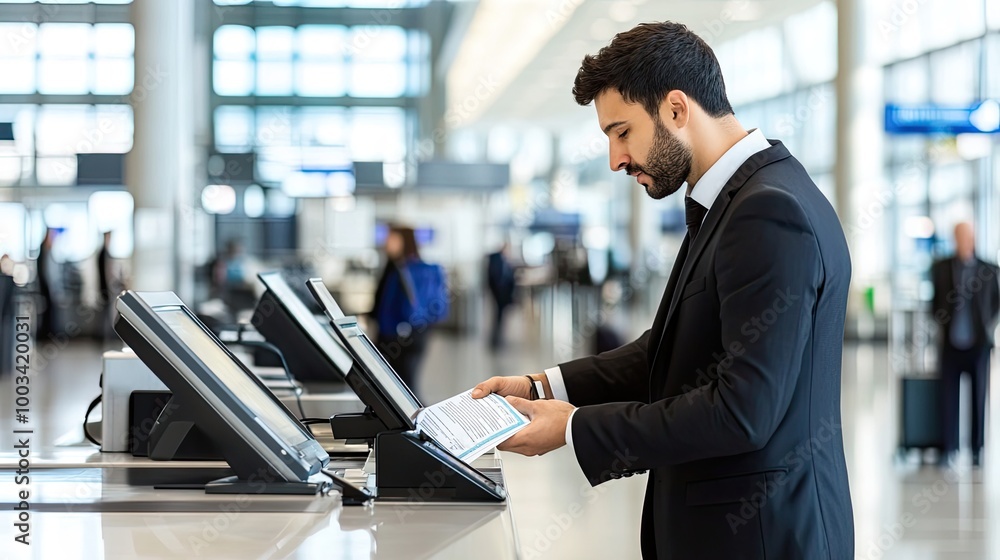 Fototapeta premium Border Control and Security Checkpoint at International Airport