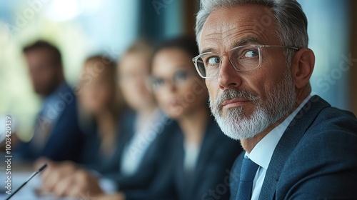 Business Meeting with Focused Professionals in Office Setting