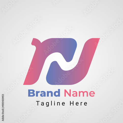 Letter rjN Logo, Combination logo of  letter r and letter j that forms negative space Letter N logo