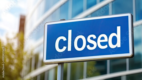 Office Building Closed Sign Representing Economic Downturn