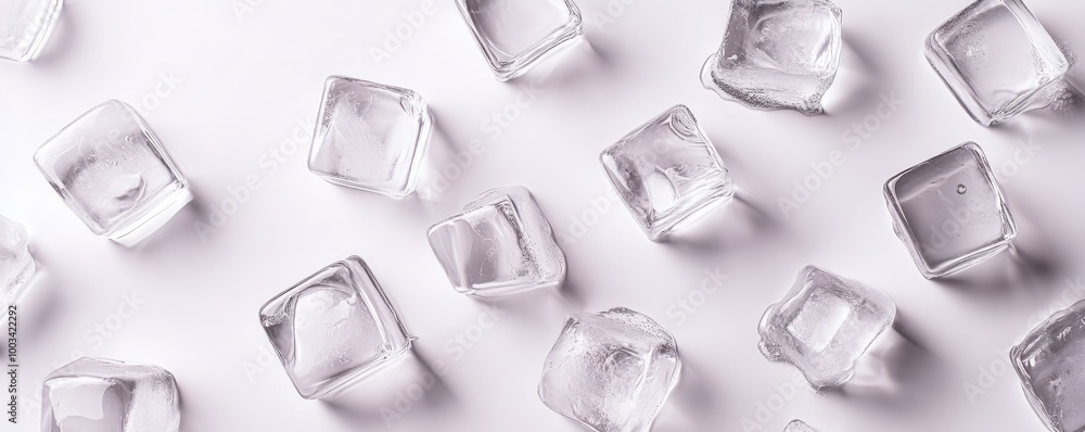 Close-up of ice cubes on a Close-up of ice cubes on a