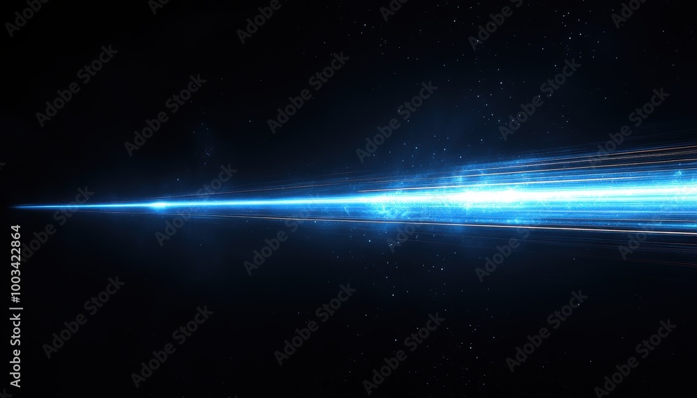 Obraz premium A Blue Light Streak in the Night Sky with Stars