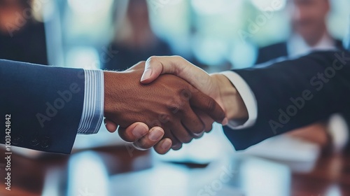 Business handshake symbolizing partnership and agreement