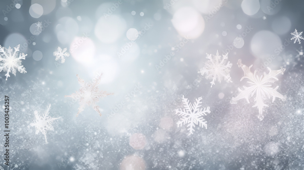 Winter Wonderland Abstract Bokeh Background with Snowflakes Winter Wonderland Abstract Bokeh Background with Snowflakes