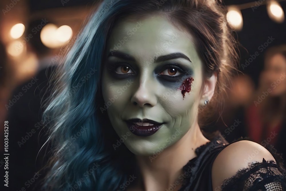 Spooky Halloween Makeup: Zombie Bride with Blue Hair Spooky Halloween Makeup: Zombie Bride with Blue Hair