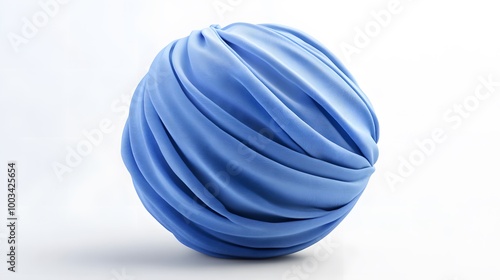 Blue sphere shaped fabric isolated on white background. 3d rendering. 