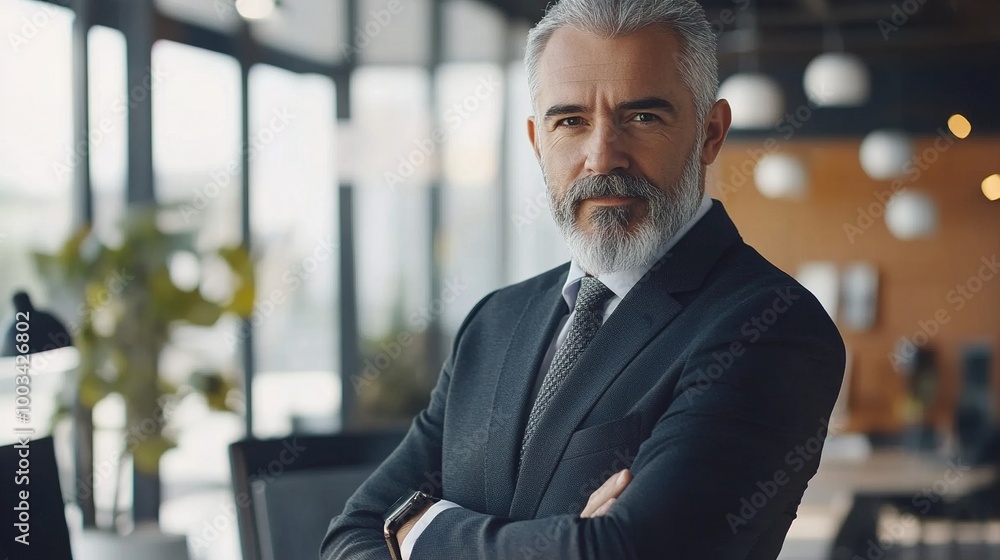Confident Businessman in Modern Office Setting Confident Businessman in Modern Office Setting