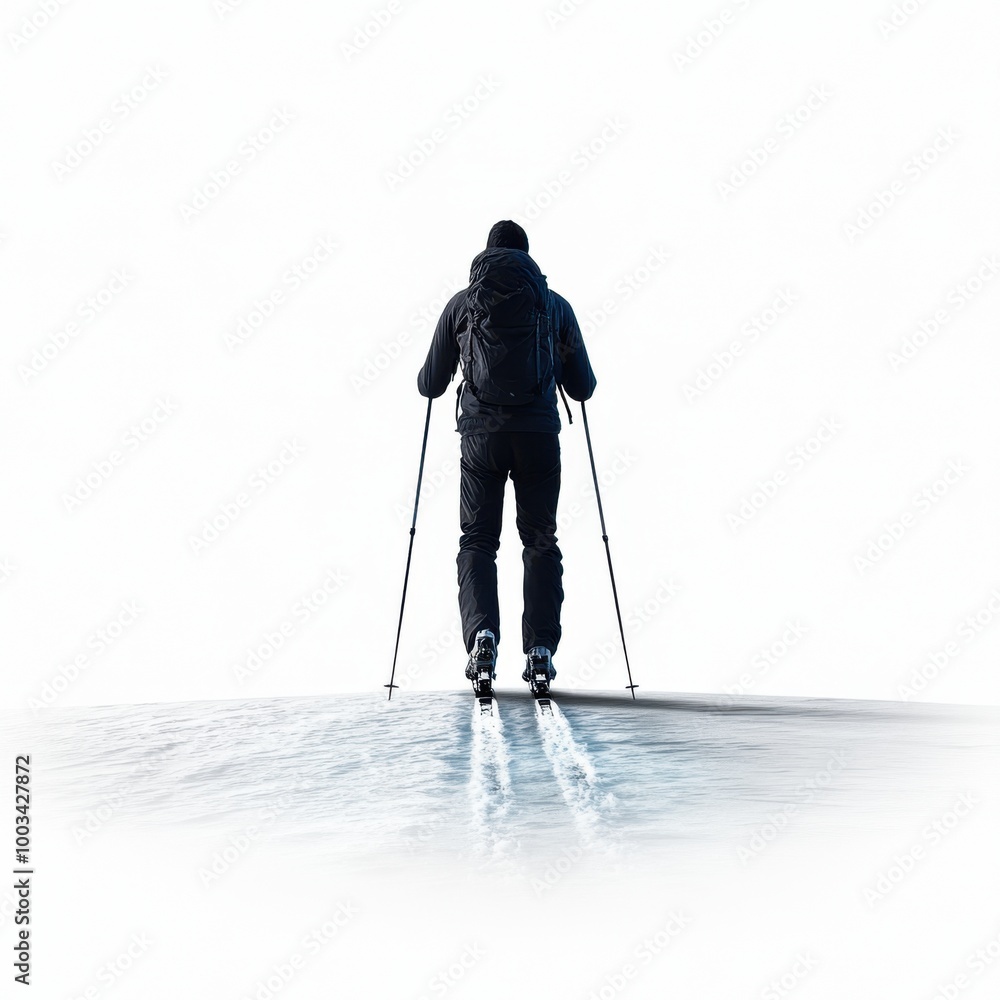 Fototapeta premium Cross-Country Skier on White Background