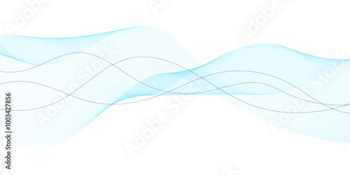 Beautiful wavy line on a white background. Horizontal banner template.  Wave line background with smooth shape.