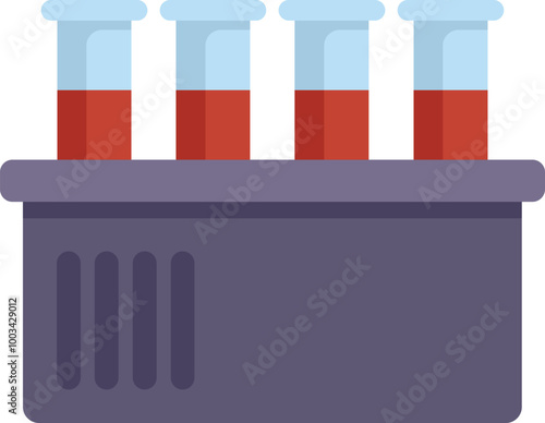 Laboratory equipment holding test tubes with blood sample for medical analysis, healthcare concept