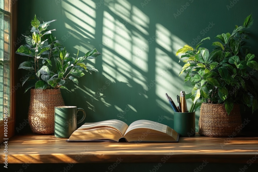 Inviting Minimalist Workspace Featuring a Book Coffee Mug and Stationery for Enhanced Productivity Inviting Minimalist Workspace Featuring a Book Coffee Mug and Stationery for Enhanced Productivity