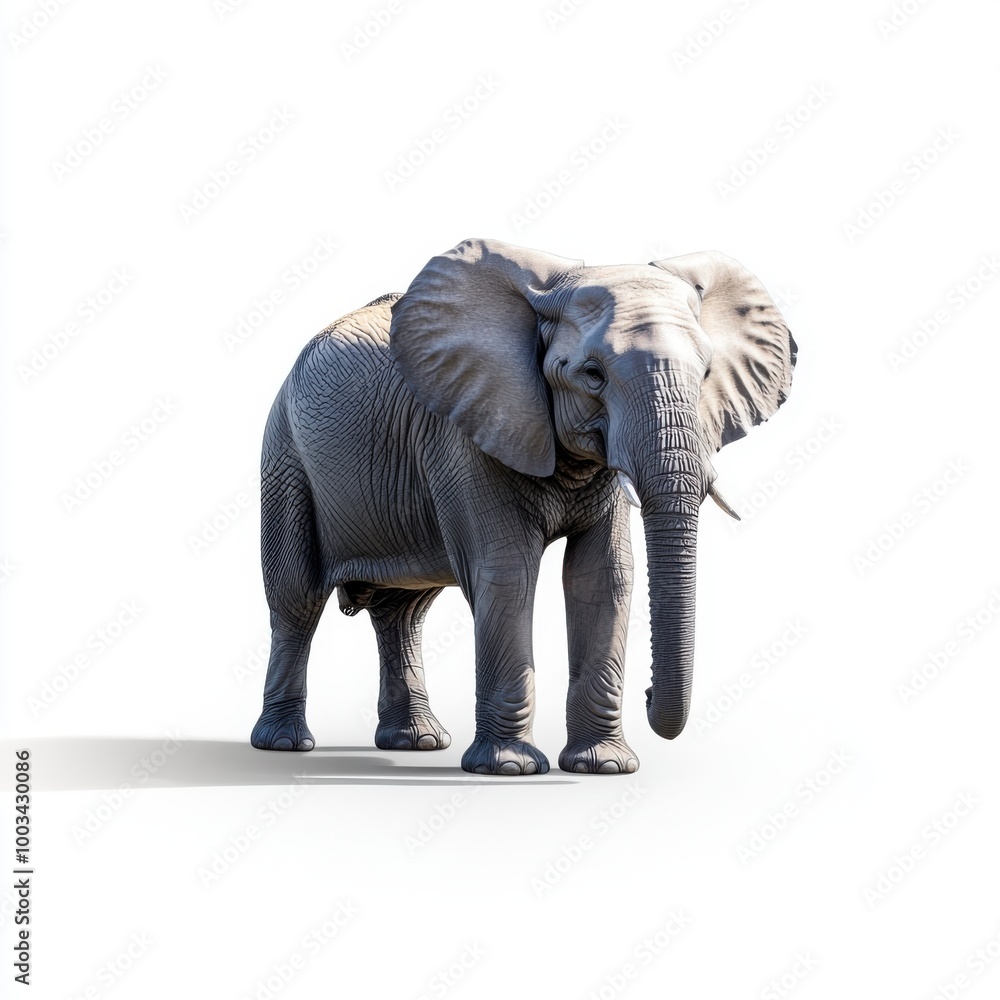 Fototapeta premium Realistic Elephant on White Background in AR Style