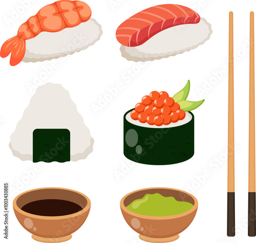Japanese food illustration sushi
