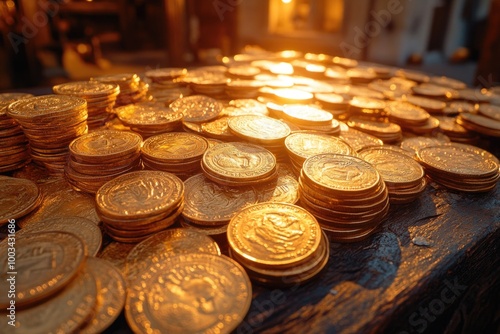 Treasure Trove of Gold Coins Perfect for Financial Adventures and Exciting Treasure Hunts