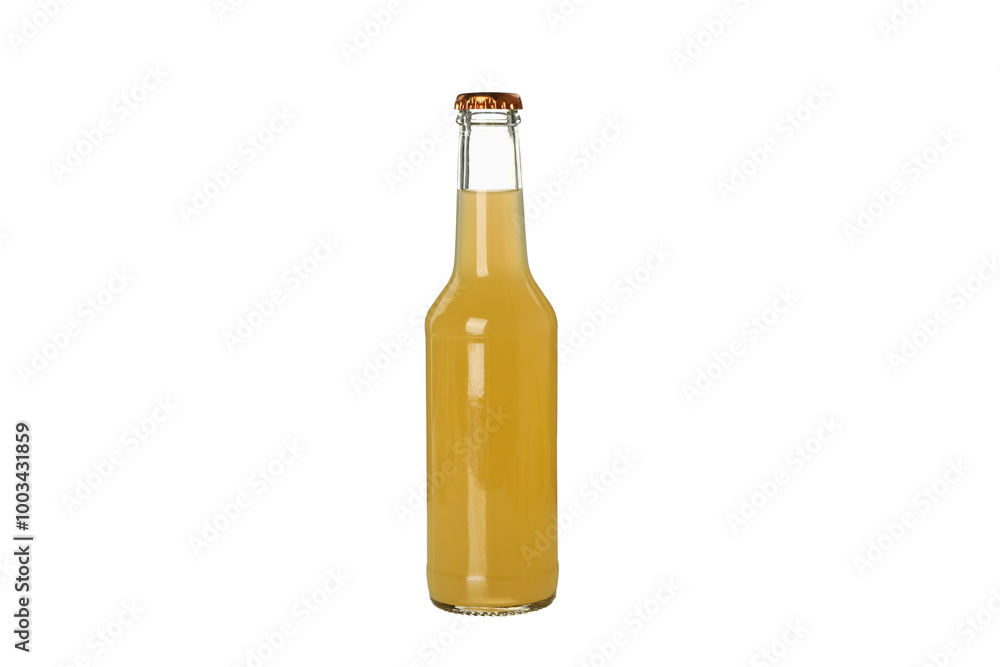 PNG, Glass bottle with apple cider, isolated on white background PNG, Glass bottle with apple cider, isolated on white background