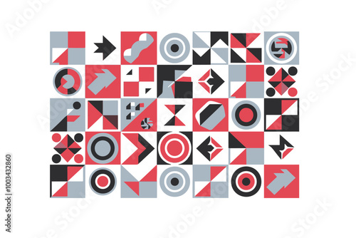 geometric vector design featuring an array of abstract shapes 