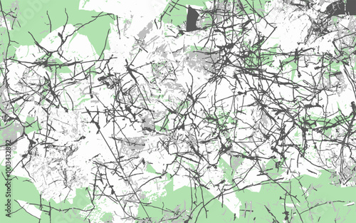 walls crumbled faded paint cracks green and white background
