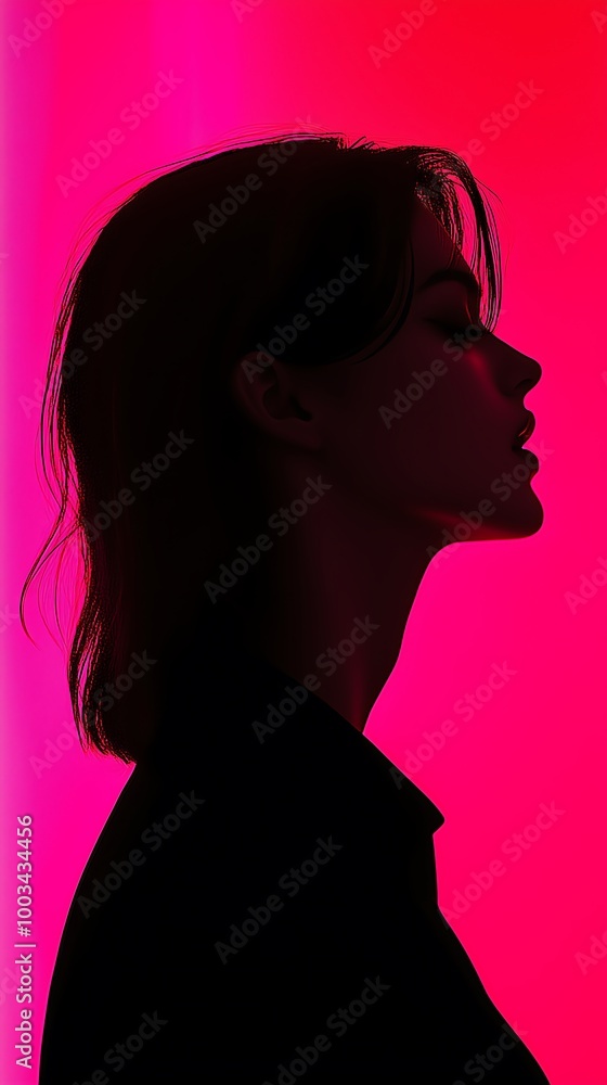 Silhouette of Woman in Red Neon Light Silhouette of Woman in Red Neon Light