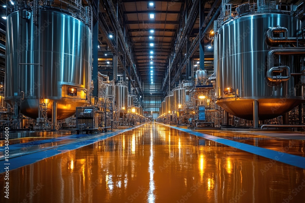 Spacious Industrial Facility Showcasing Large Stainless Steel Vessels for Efficient Chemical Proce Spacious Industrial Facility Showcasing Large Stainless Steel Vessels for Efficient Chemical Proce