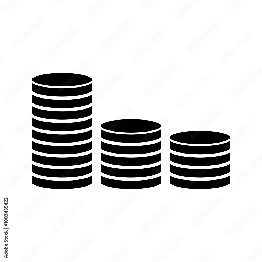 Coins stack vector, Money stacked coins trendy style illustration for web and app..eps Coins stack vector, Money stacked coins trendy style illustration for web and app..eps