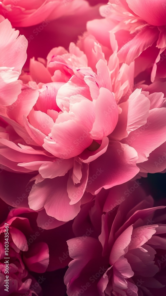 Fototapeta premium Pink peony flowers in delicate bloom, close