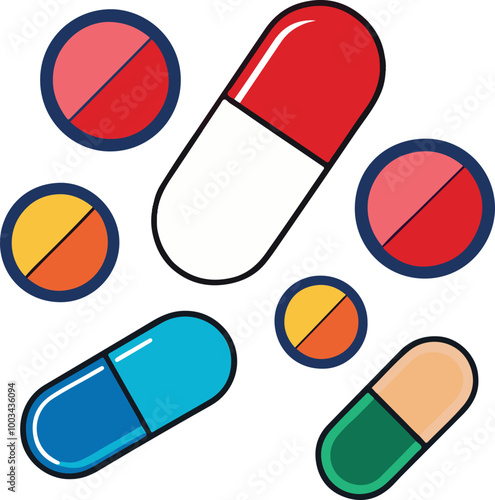 pills clip art vector illustration