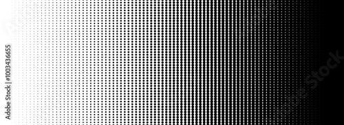 Dotted halftone gradient texture. Fading polka dot background. Repeated dots gradation pattern. Black vanishing comic pop art overlay backdrop. Halftone raster effect wallpaper. Vector overlay