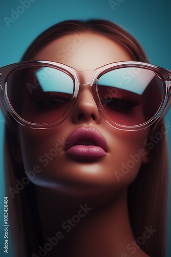 Close-Up Woman in Pink Oversized Sunglasses