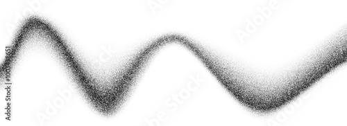 Grain wave gradient texture. Black stipple flowing line background. Dotted undulate sand backdrop with speckles, particles, granules. Grunge noise dotwork wallpaper for banner, poster, overlay. Vector