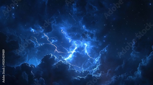 Lightning Storm in the Night Sky