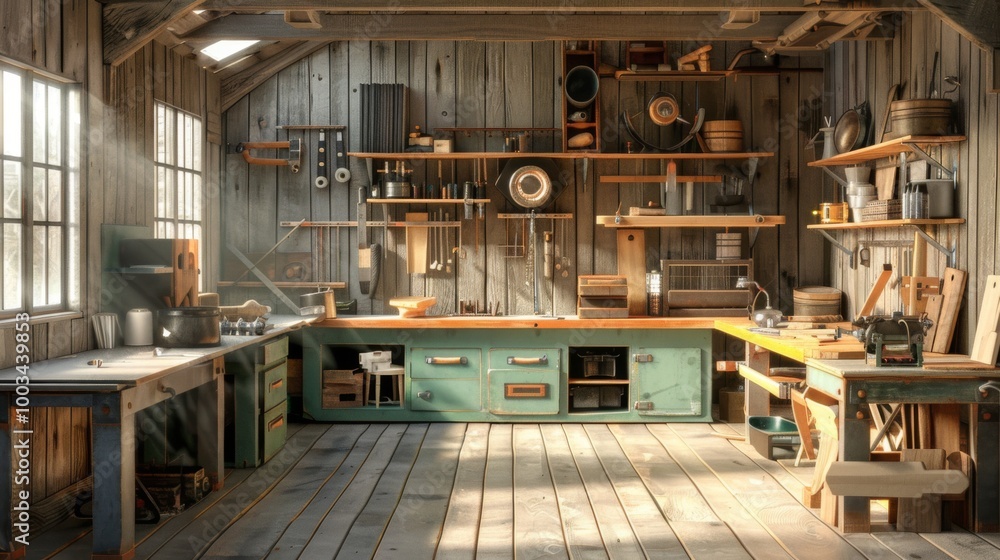 Bright and Organized Carpentry Workshop Interior Bright and Organized Carpentry Workshop Interior