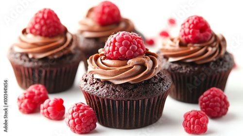 Chocolate muffins with a raspberry swirl on top