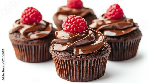 Chocolate muffins with a raspberry swirl on top