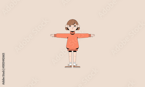 Confused girl in orange sweater shrugging, unsure expression