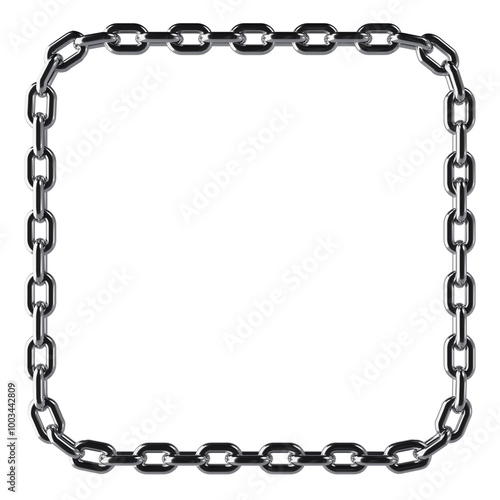 Square Shaped Chrome Chain 3D Render