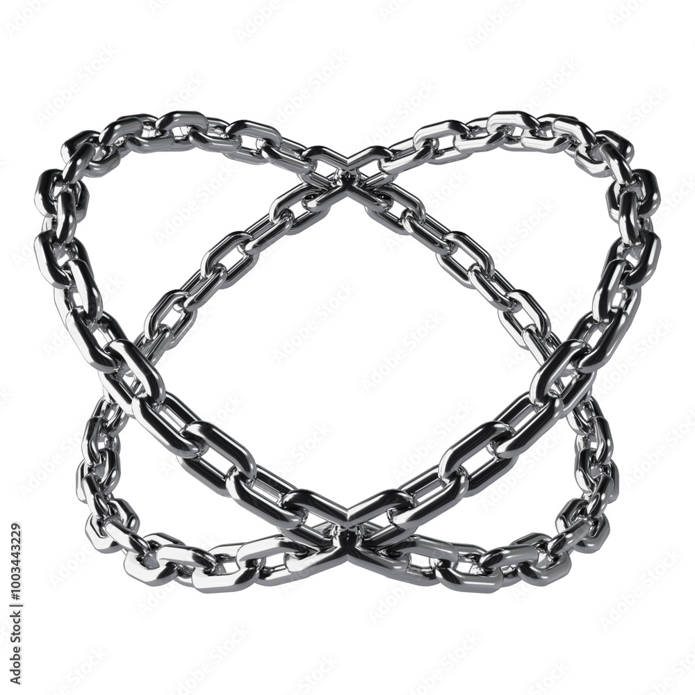 Abstract Shape of Chrome Chain 3D Render Abstract Shape of Chrome Chain 3D Render