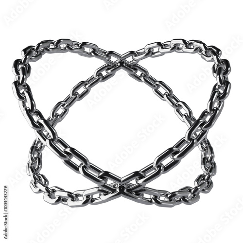 Abstract Shape of Chrome Chain 3D Render