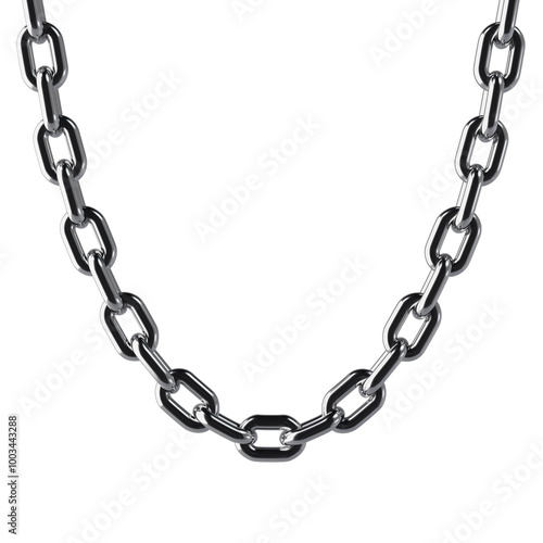 Chrome Chain Hanging from The Top 3D Render
