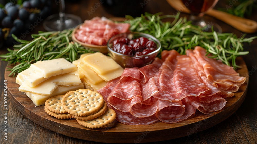 prosciutto and Parma ham on a wooden board, showcasing the rich textures and colors. Ideal for culinary themes, emphasizing indulgence, gourmet flavors, and Italian cuisine prosciutto and Parma ham on a wooden board, showcasing the rich textures and colors. Ideal for culinary themes, emphasizing indulgence, gourmet flavors, and Italian cuisine
