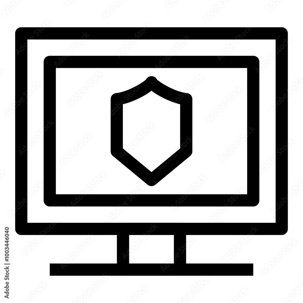 Monitor Shield Icon. Simple Desktop Screen Vector Illustration. Monitor Shield Icon. Simple Desktop Screen Vector Illustration.