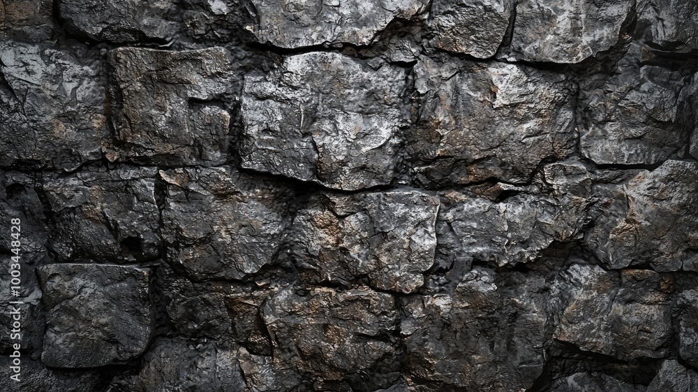 Close-up of a Rough, Dark Gray Stone Wall Close-up of a Rough, Dark Gray Stone Wall