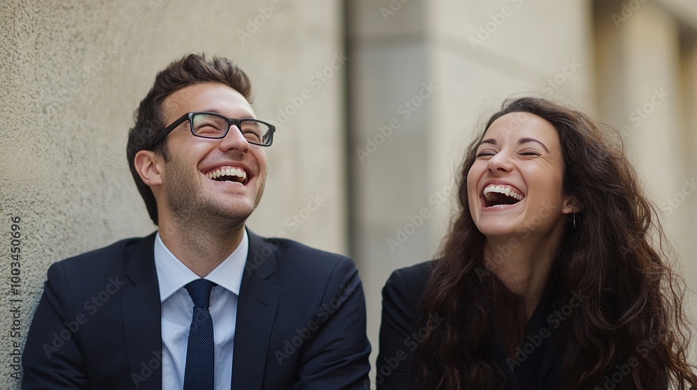 Joyful Laughter Between Two Friends Outdoors Joyful Laughter Between Two Friends Outdoors