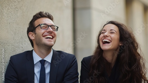 Joyful Laughter Between Two Friends Outdoors