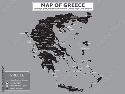 European Country Geography Political map. Political map of country with capital, province or state capital, major cities and town.