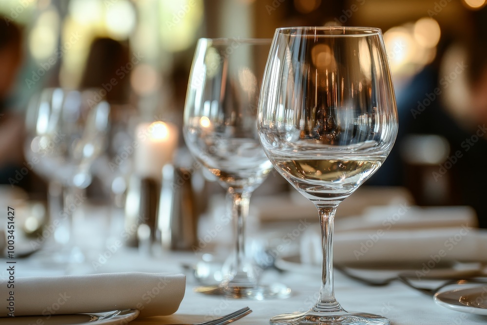 Close-up of a wine glass on a table with a blurred background. Close-up of a wine glass on a table with a blurred background.